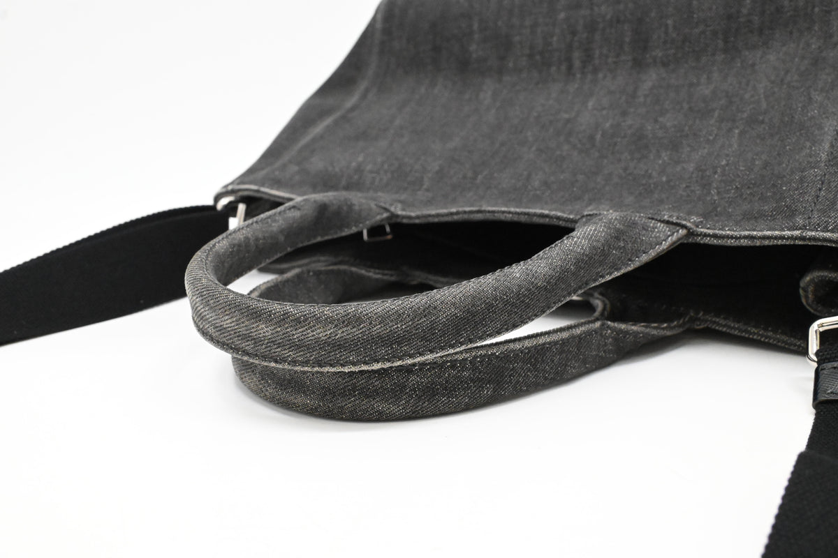 Prada Small Bijoux Canapa in Gray Studded Canvas