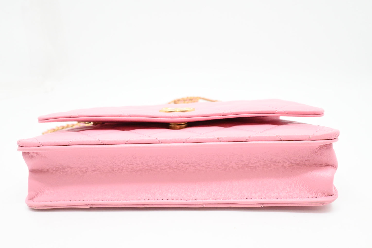 Chanel Top Handle Chain Crossbody Bag in Pink Matelassé Leather
