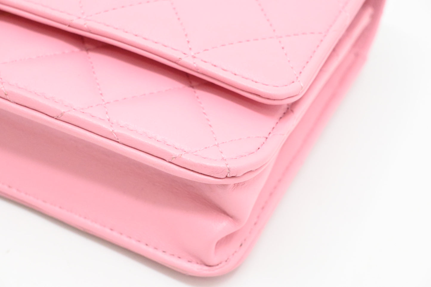 Chanel Top Handle Chain Crossbody Bag in Pink Matelassé Leather