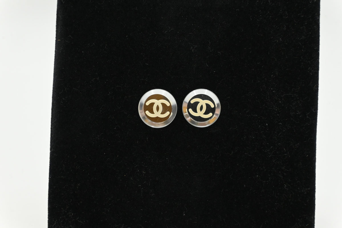 Chanel Clear CC Stud Earrings