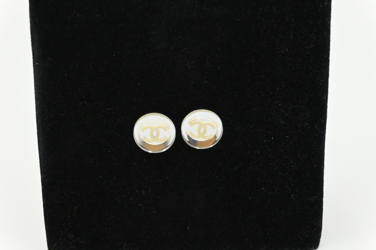 Chanel Clear CC Stud Earrings