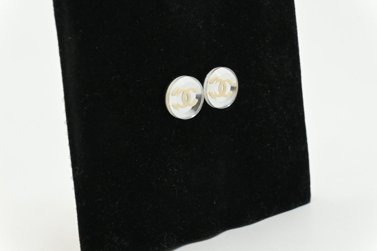 Chanel Clear CC Stud Earrings
