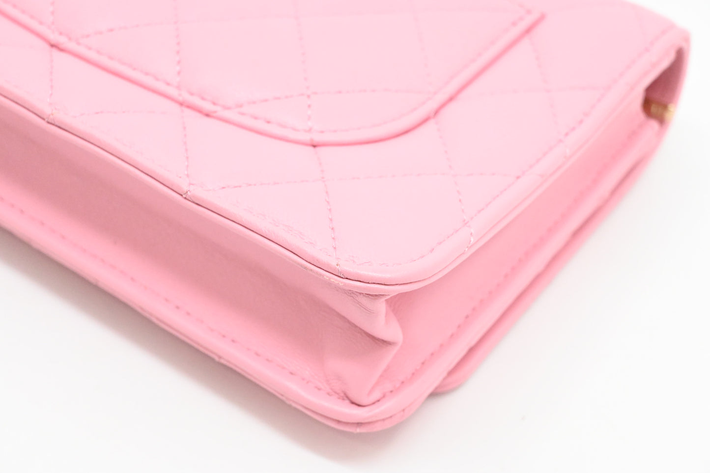 Chanel Top Handle Chain Crossbody Bag in Pink Matelassé Leather