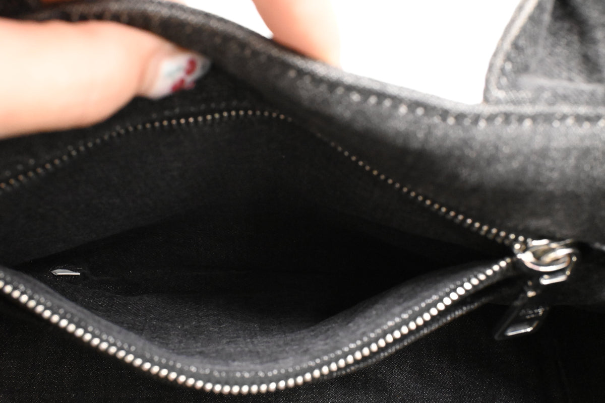 Prada Small Bijoux Canapa in Gray Studded Canvas