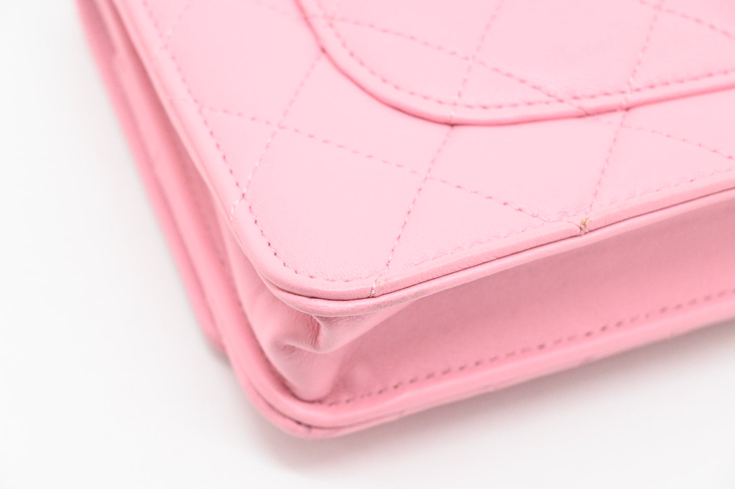 Chanel Top Handle Chain Crossbody Bag in Pink Matelassé Leather