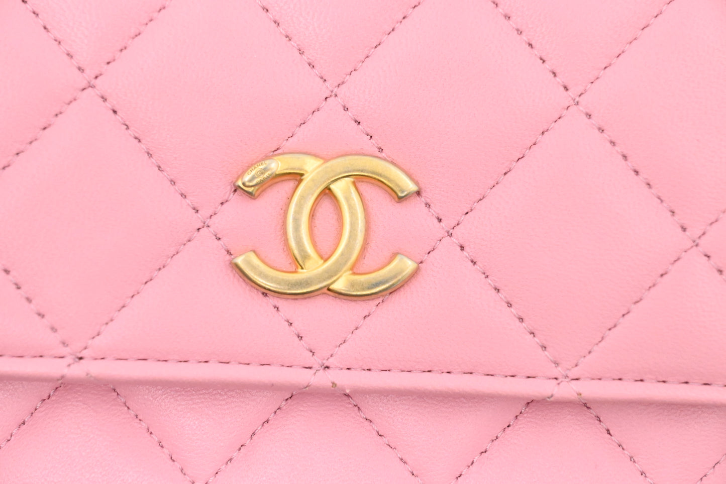 Chanel Top Handle Chain Crossbody Bag in Pink Matelassé Leather