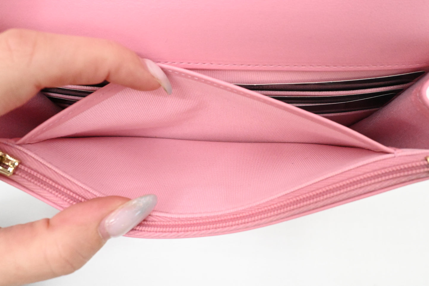 Chanel Top Handle Chain Crossbody Bag in Pink Matelassé Leather