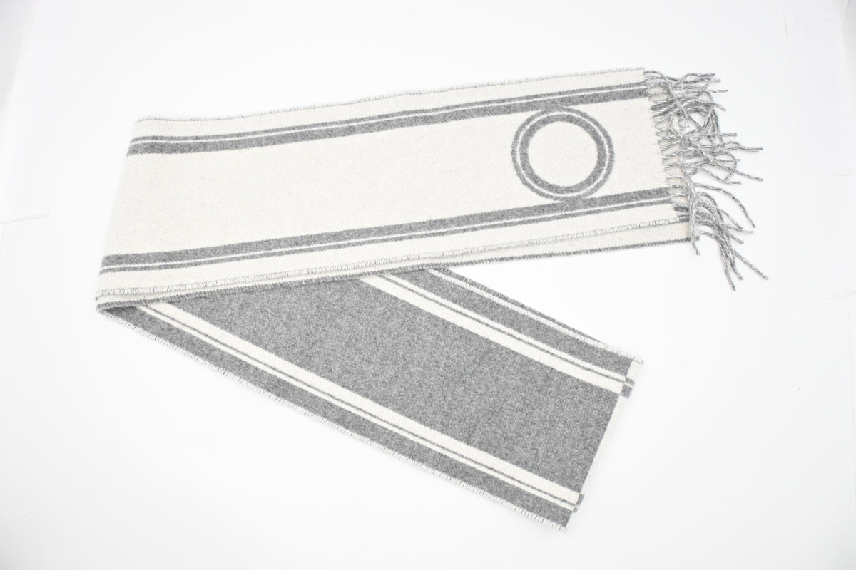 Hermes Scarf Bande de Repos in Grey and White Cashmere