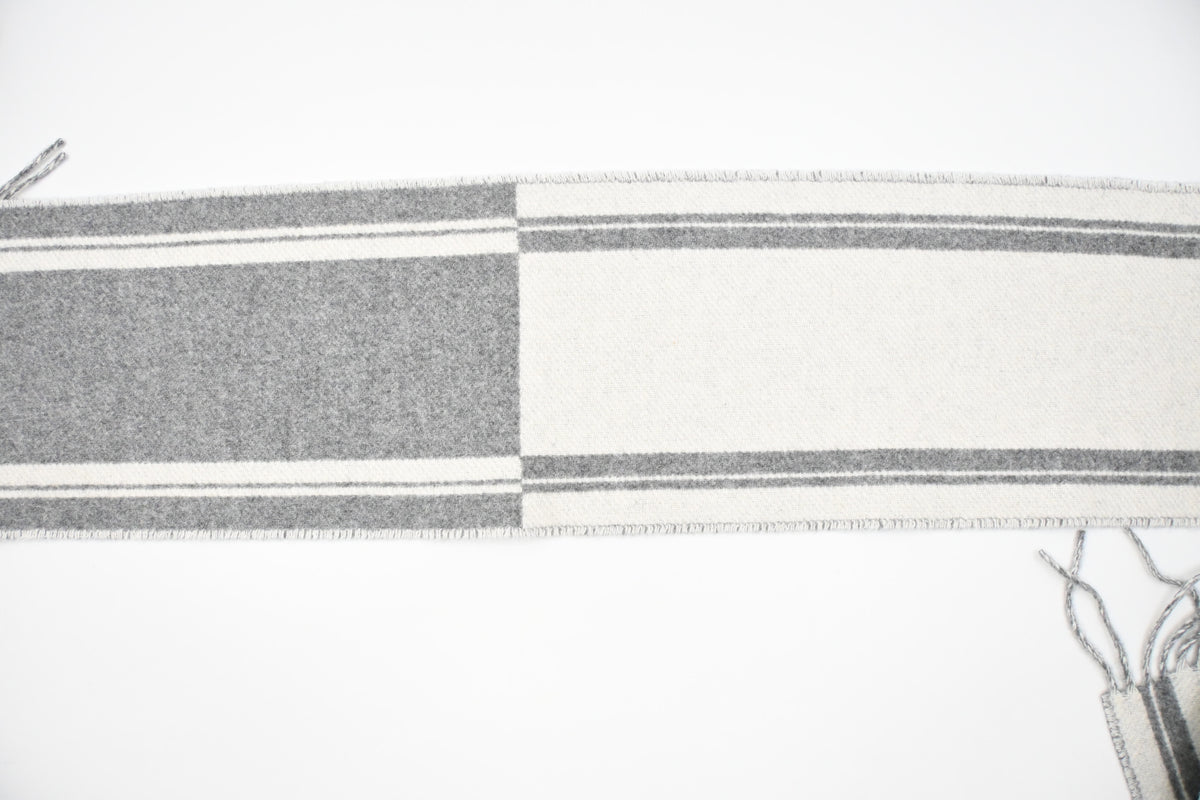 Hermes Scarf Bande de Repos in Grey and White Cashmere