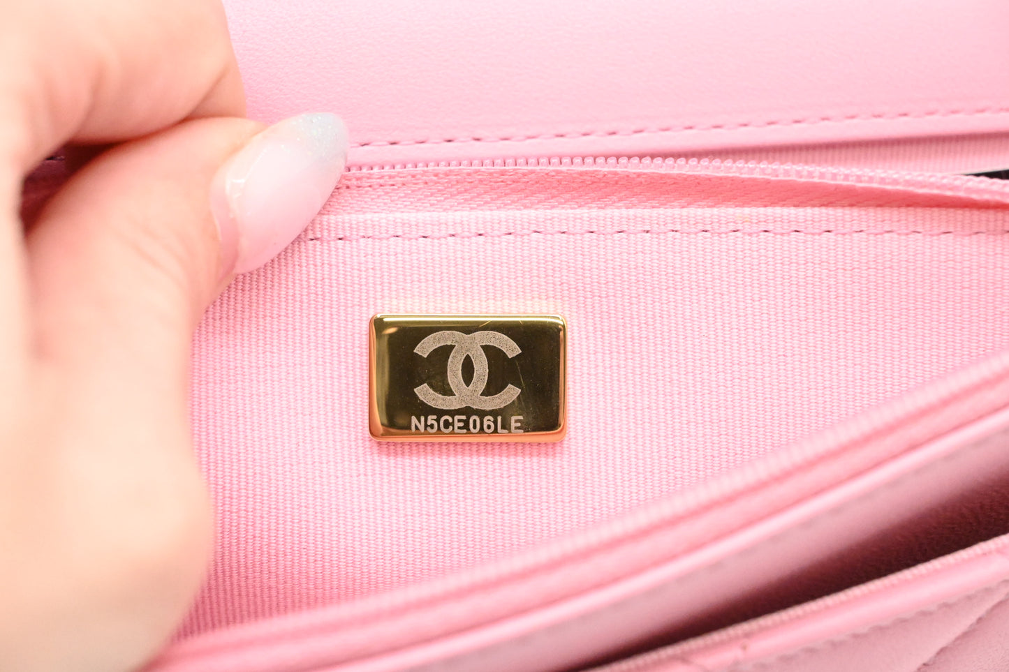 Chanel Top Handle Chain Crossbody Bag in Pink Matelassé Leather