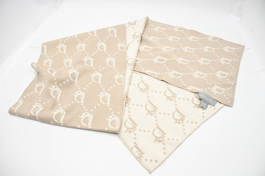 Dior Scarf in White and Beige Wool