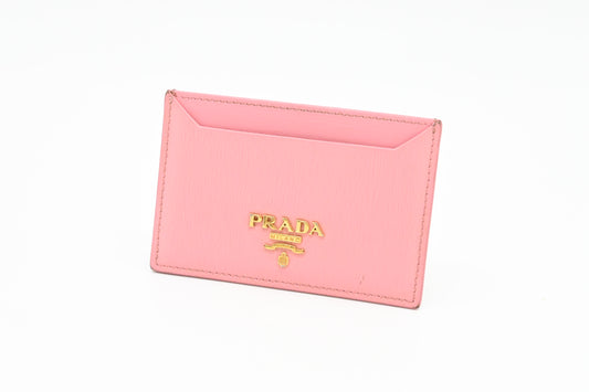 Prada Card Holder in Pink Leather