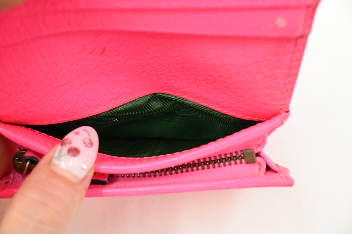 Gucci Card Case Wallet in Fluorescent Pink Floral Canvas