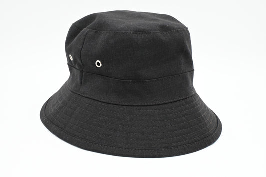 Hermes Bucket Hat in Black Cotton and Wool