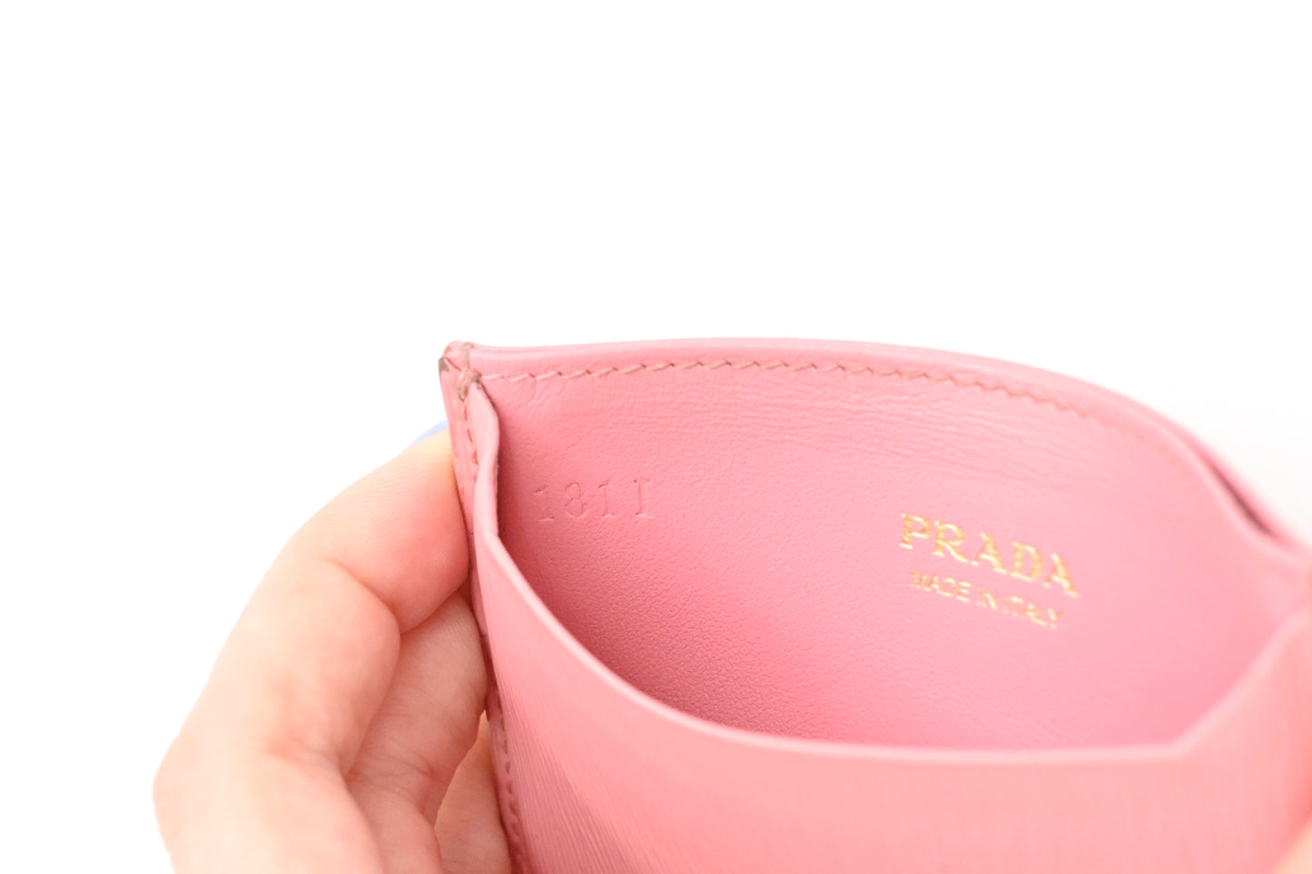Prada Card Holder in Pink Leather