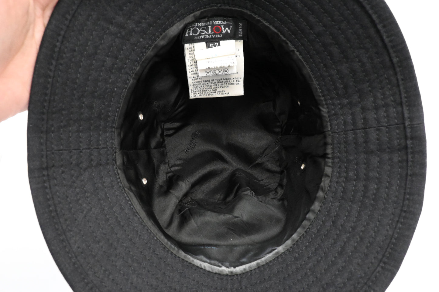 Hermes Bucket Hat in Black Cotton and Wool