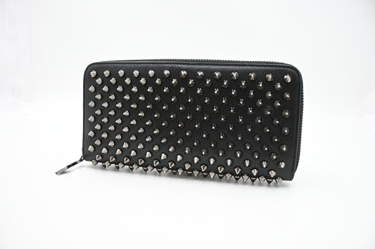 Louboutin Zippy Wallet in Black Spiked Leather