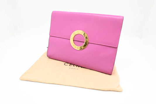 Celine Clutch in Magenta Leather