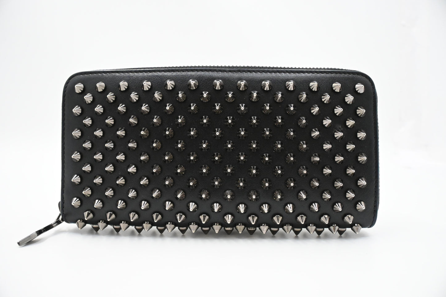 Louboutin Zippy Wallet in Black Spiked Leather