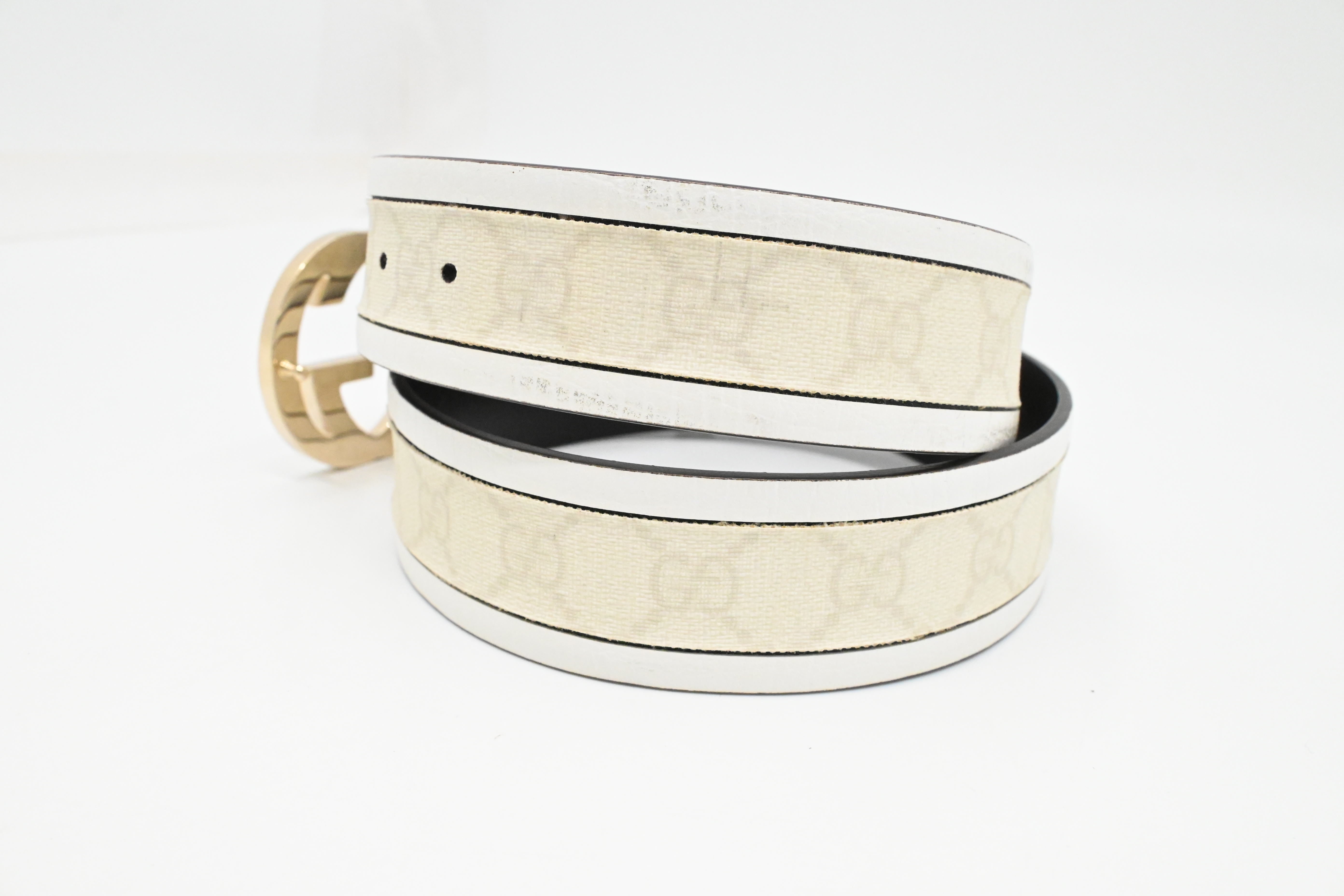 Gucci Belt in White Supreme Canvas (90/36) – Weekly Lux Drop