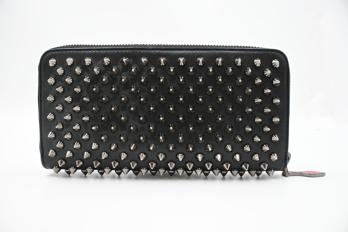 Louboutin Zippy Wallet in Black Spiked Leather