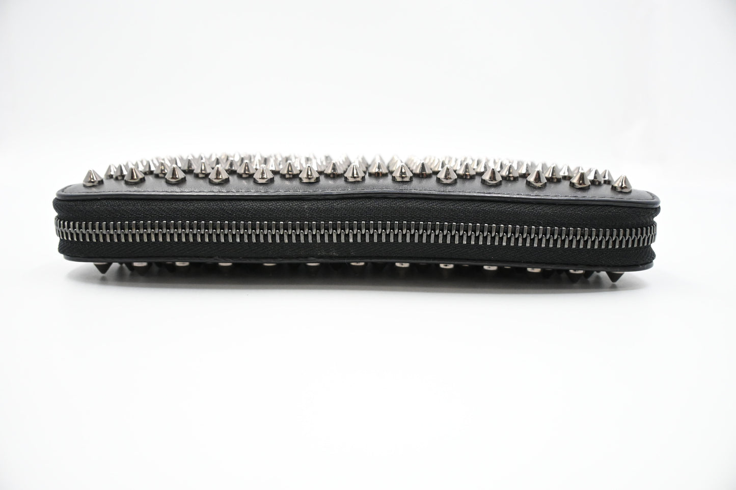 Louboutin Zippy Wallet in Black Spiked Leather