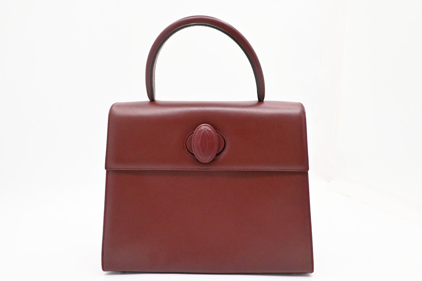 Cartier Top Handbag in Burgundy Leather