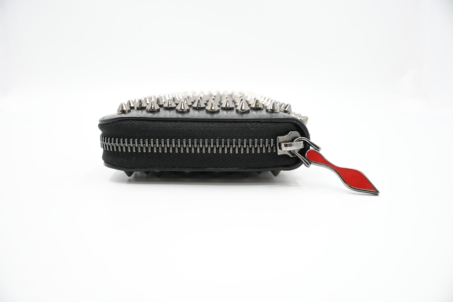 Louboutin Zippy Wallet in Black Spiked Leather