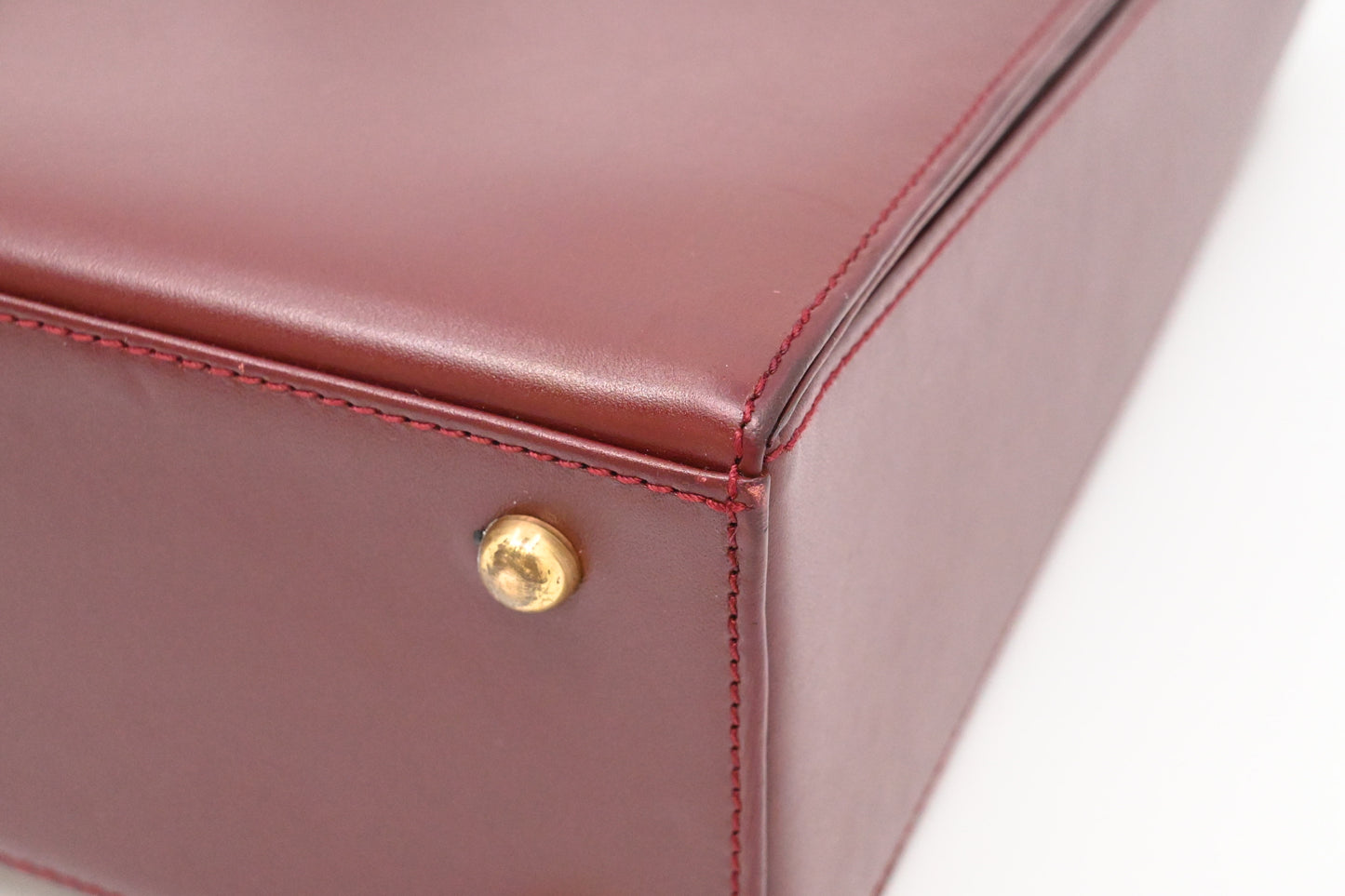 Cartier Top Handbag in Burgundy Leather