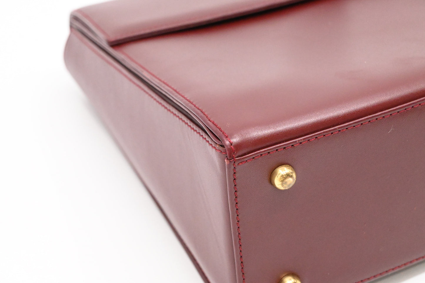 Cartier Top Handbag in Burgundy Leather