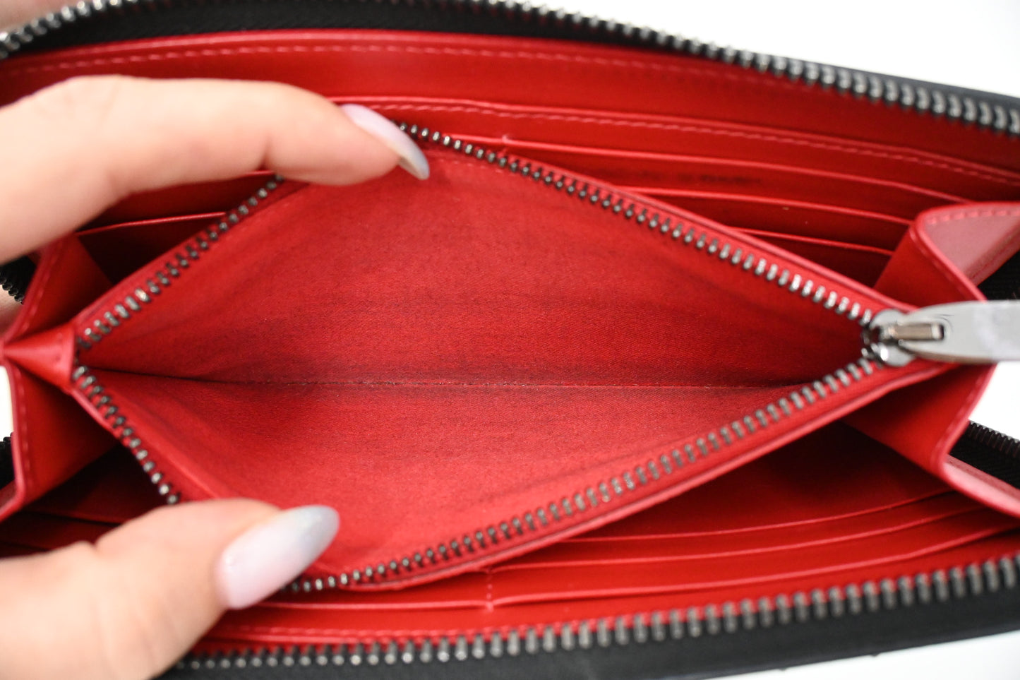 Louboutin Zippy Wallet in Black Spiked Leather