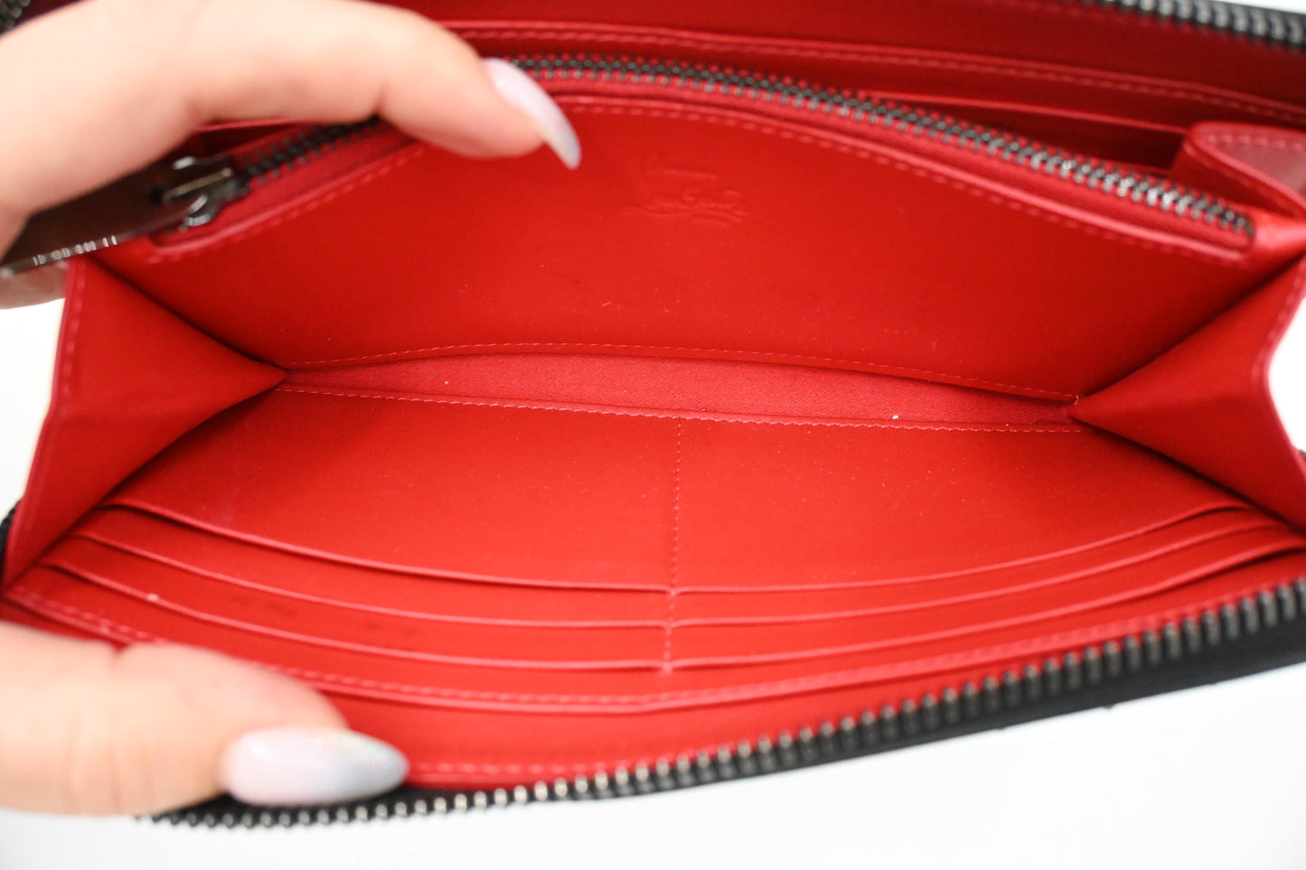 Louboutin Zippy Wallet in Black Spiked Leather