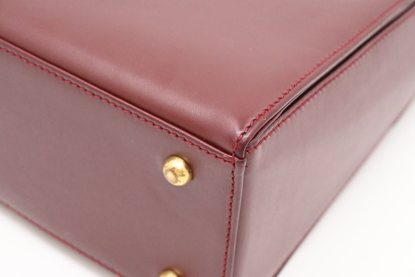 Cartier Top Handbag in Burgundy Leather