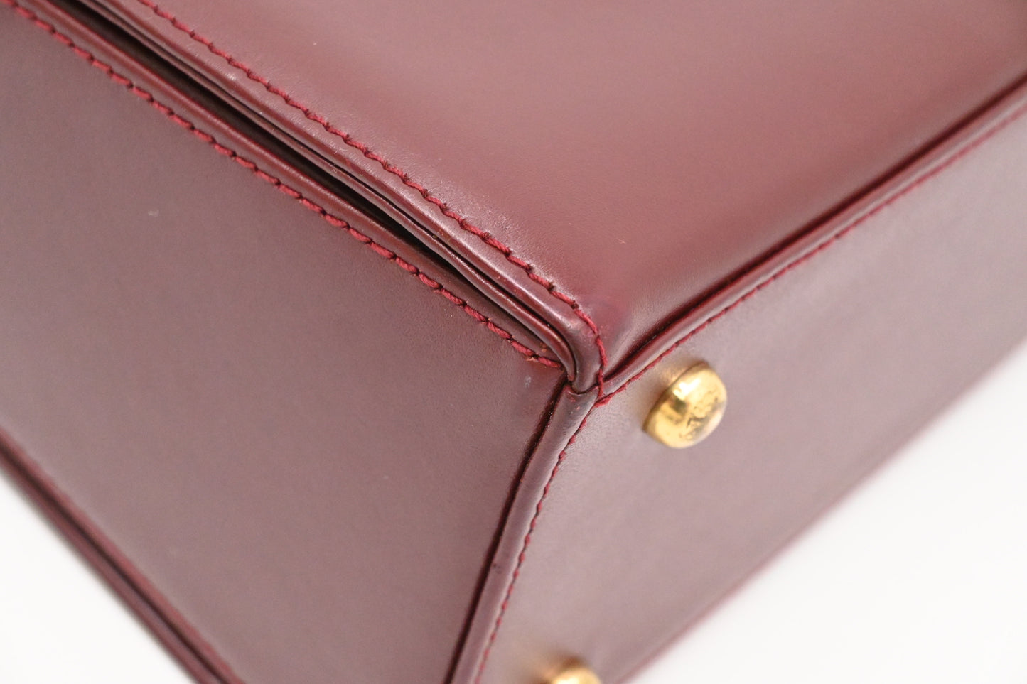 Cartier Top Handbag in Burgundy Leather