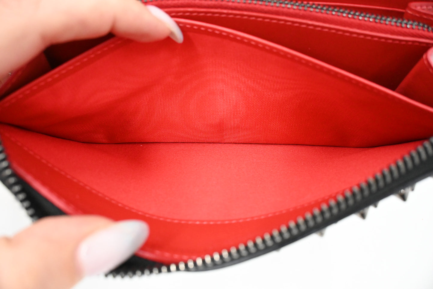 Louboutin Zippy Wallet in Black Spiked Leather