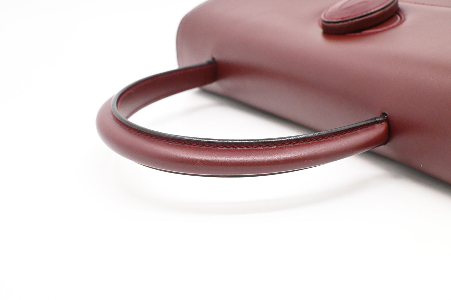 Cartier Top Handbag in Burgundy Leather