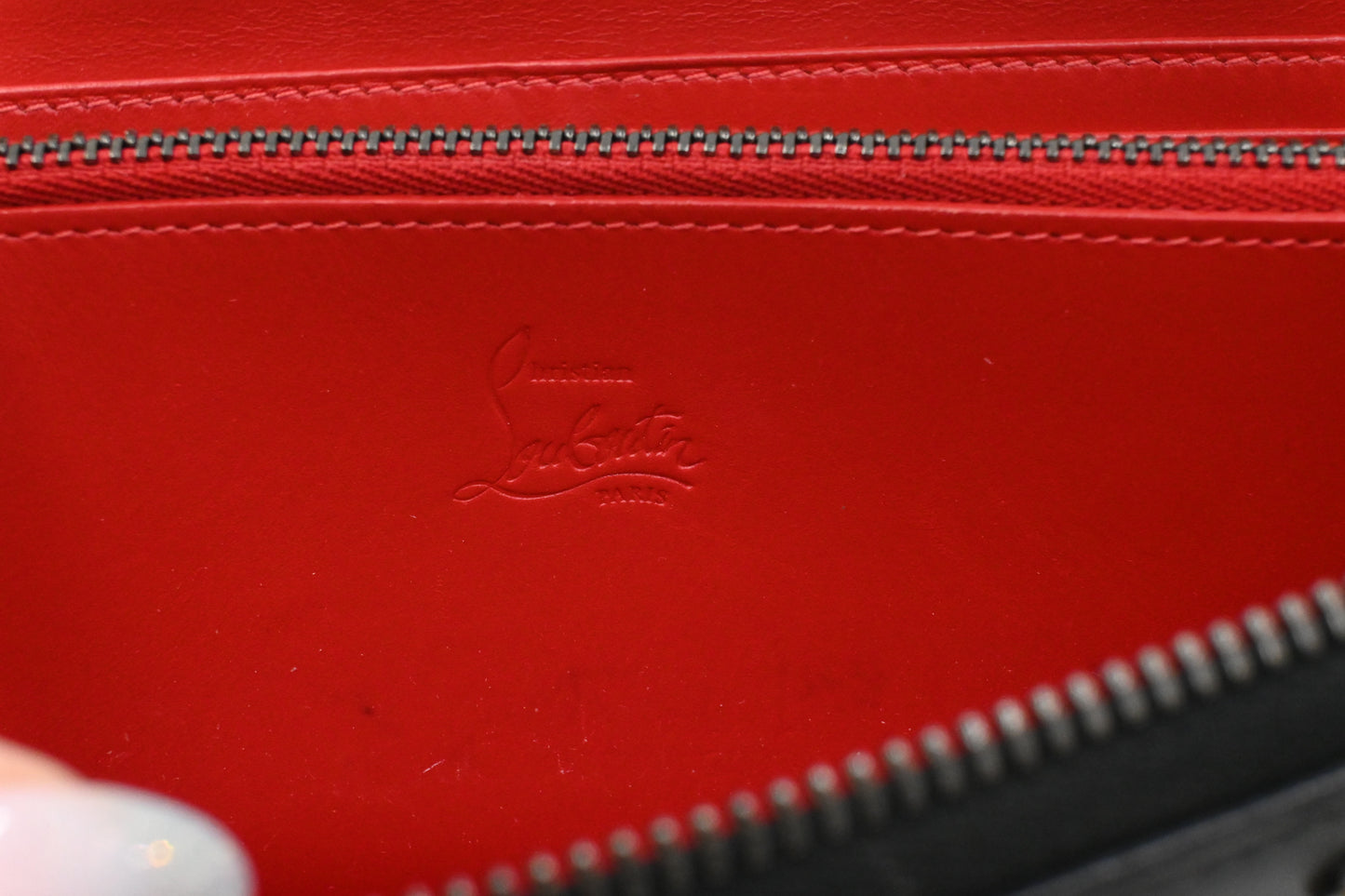 Louboutin Zippy Wallet in Black Spiked Leather