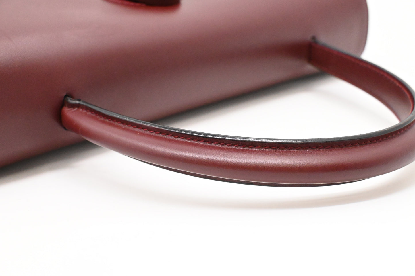 Cartier Top Handbag in Burgundy Leather