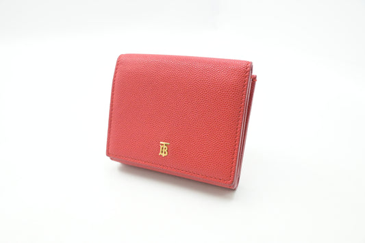 Burberry Trifold Wallet in Red Leather