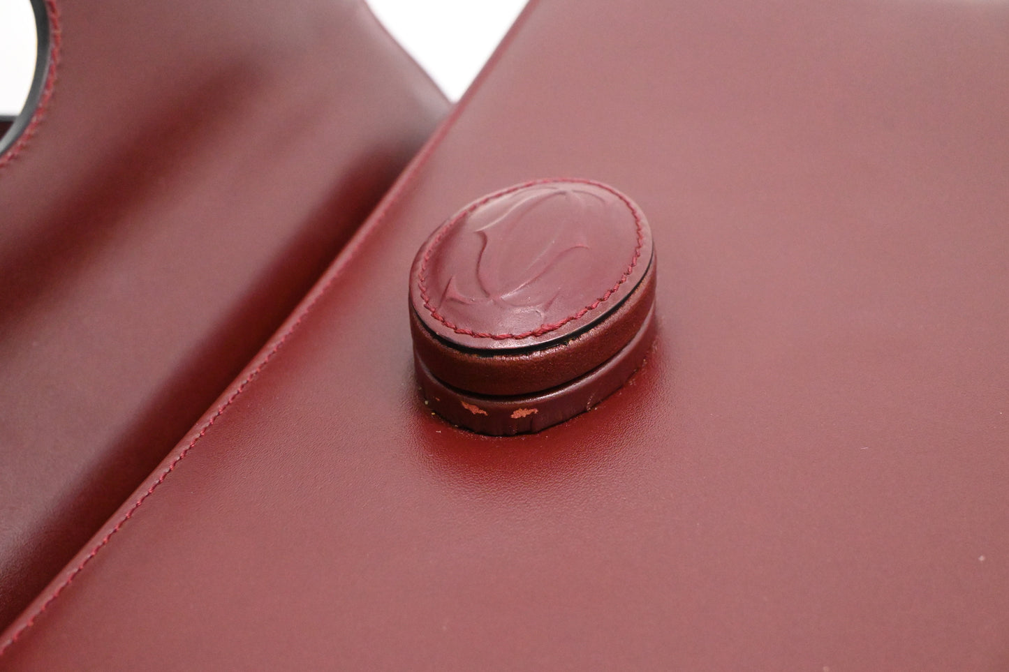Cartier Top Handbag in Burgundy Leather