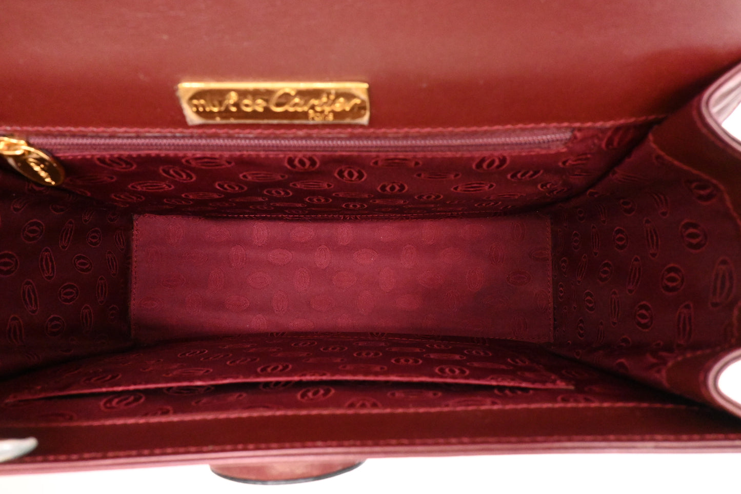 Cartier Top Handbag in Burgundy Leather
