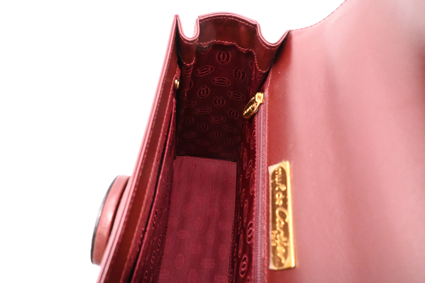 Cartier Top Handbag in Burgundy Leather