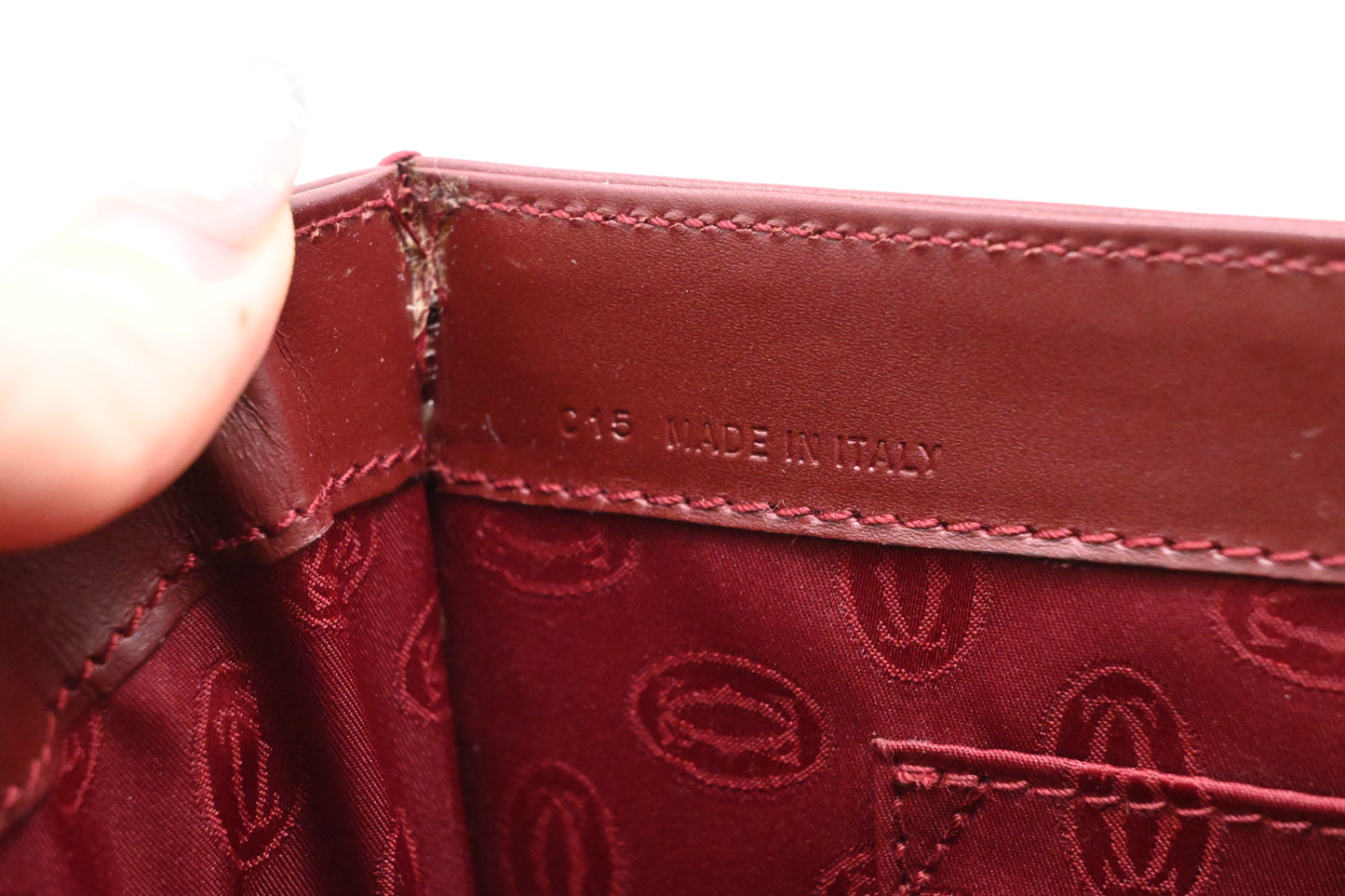 Cartier Top Handbag in Burgundy Leather