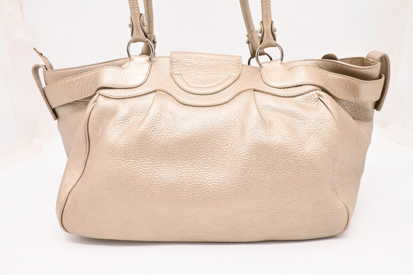 Ferragamo Tote Bag Gancini in Champagne Leather