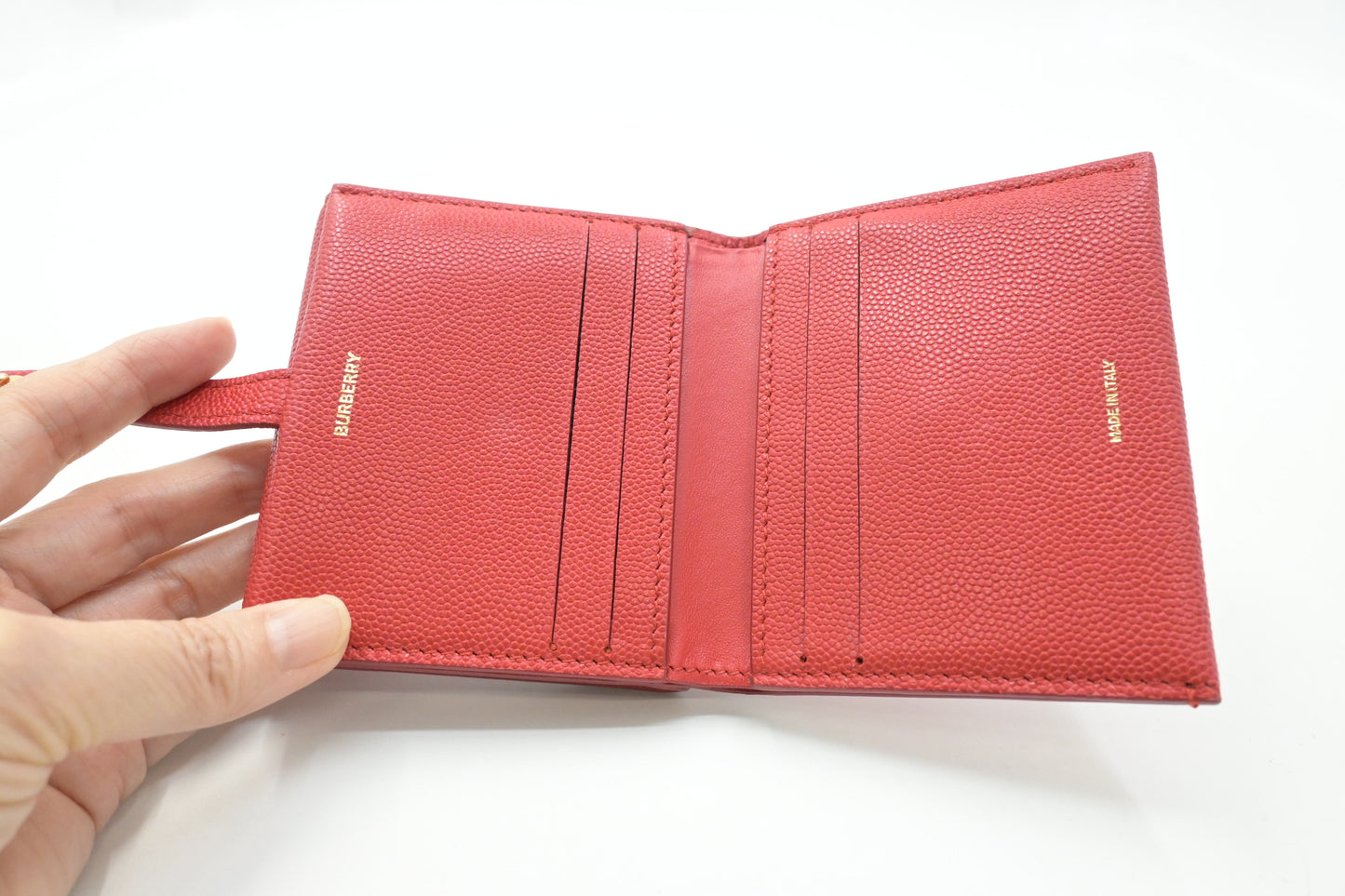 Burberry Trifold Wallet in Red Leather