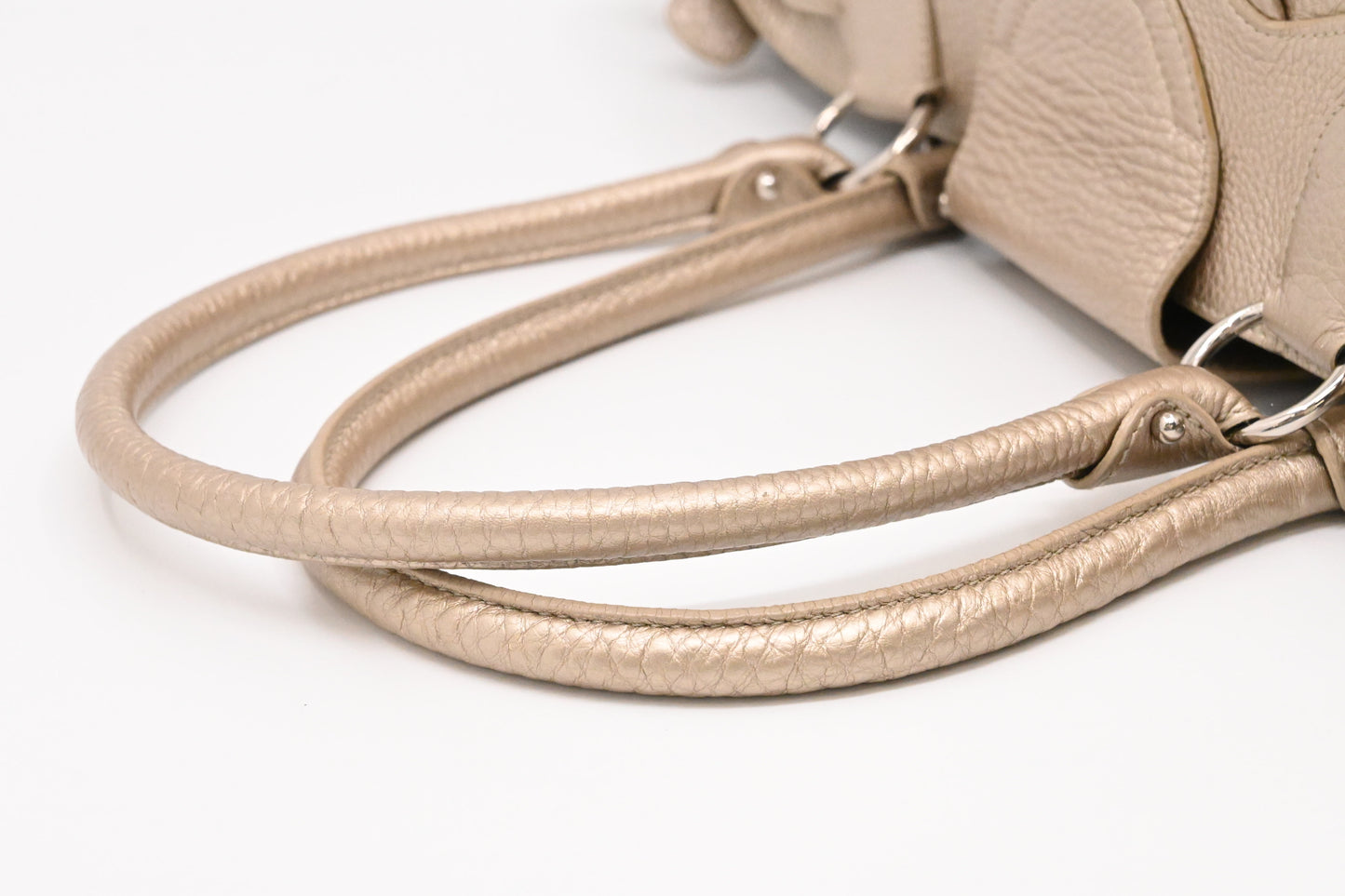 Ferragamo Tote Bag Gancini in Champagne Leather