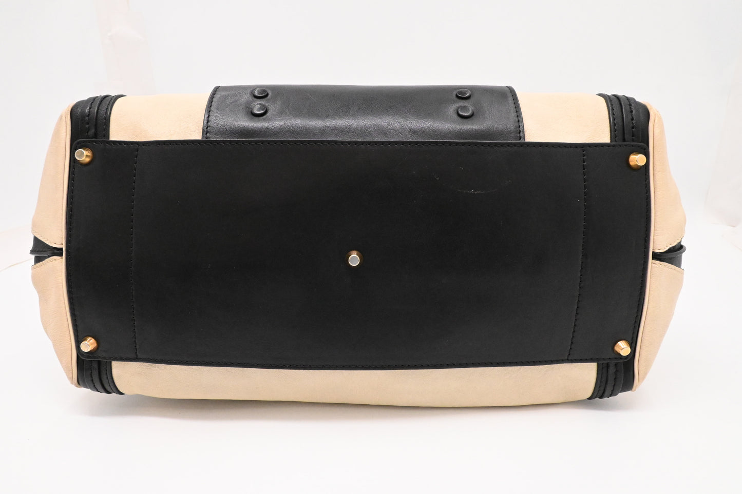 Chloe Alice Two Way Tote Bag in Cream and Black Leather