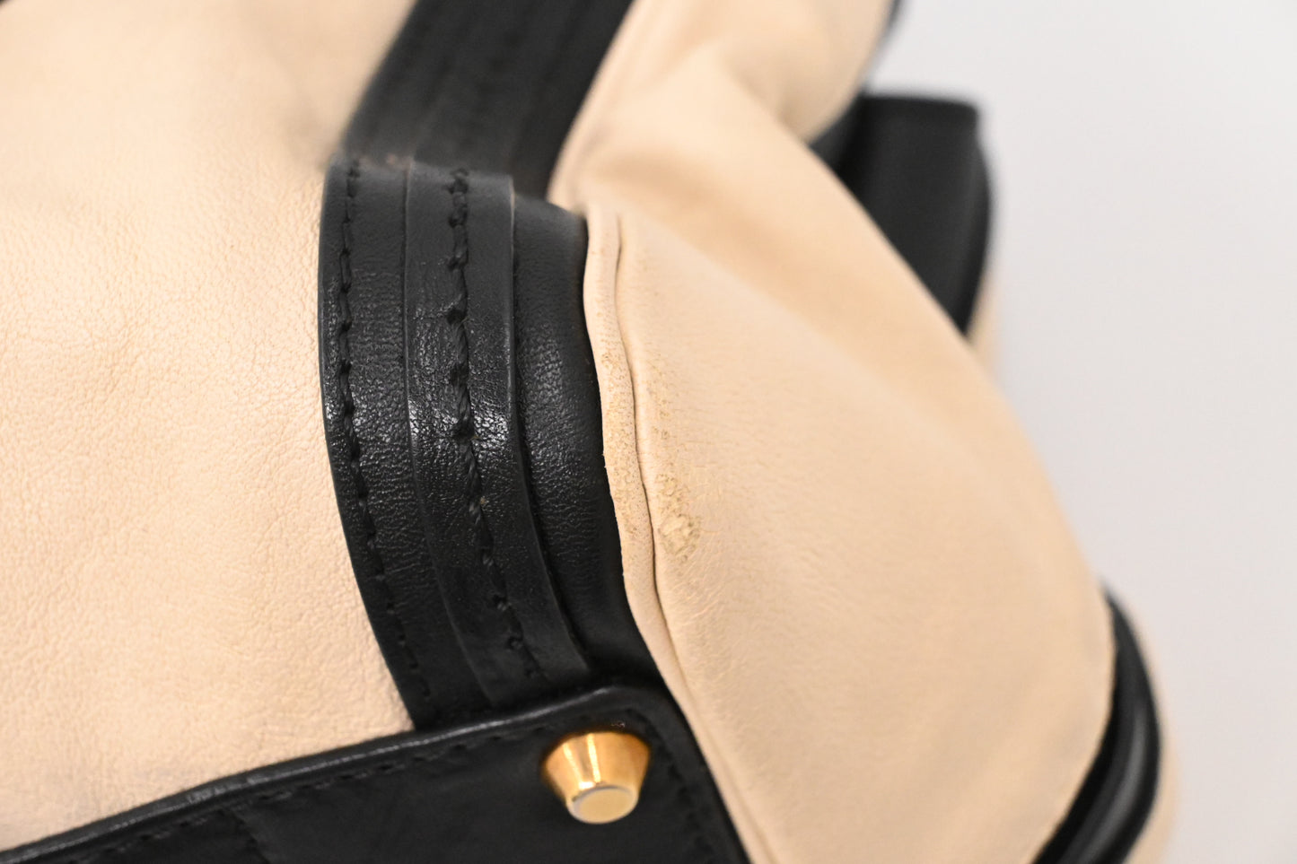 Chloe Alice Two Way Tote Bag in Cream and Black Leather