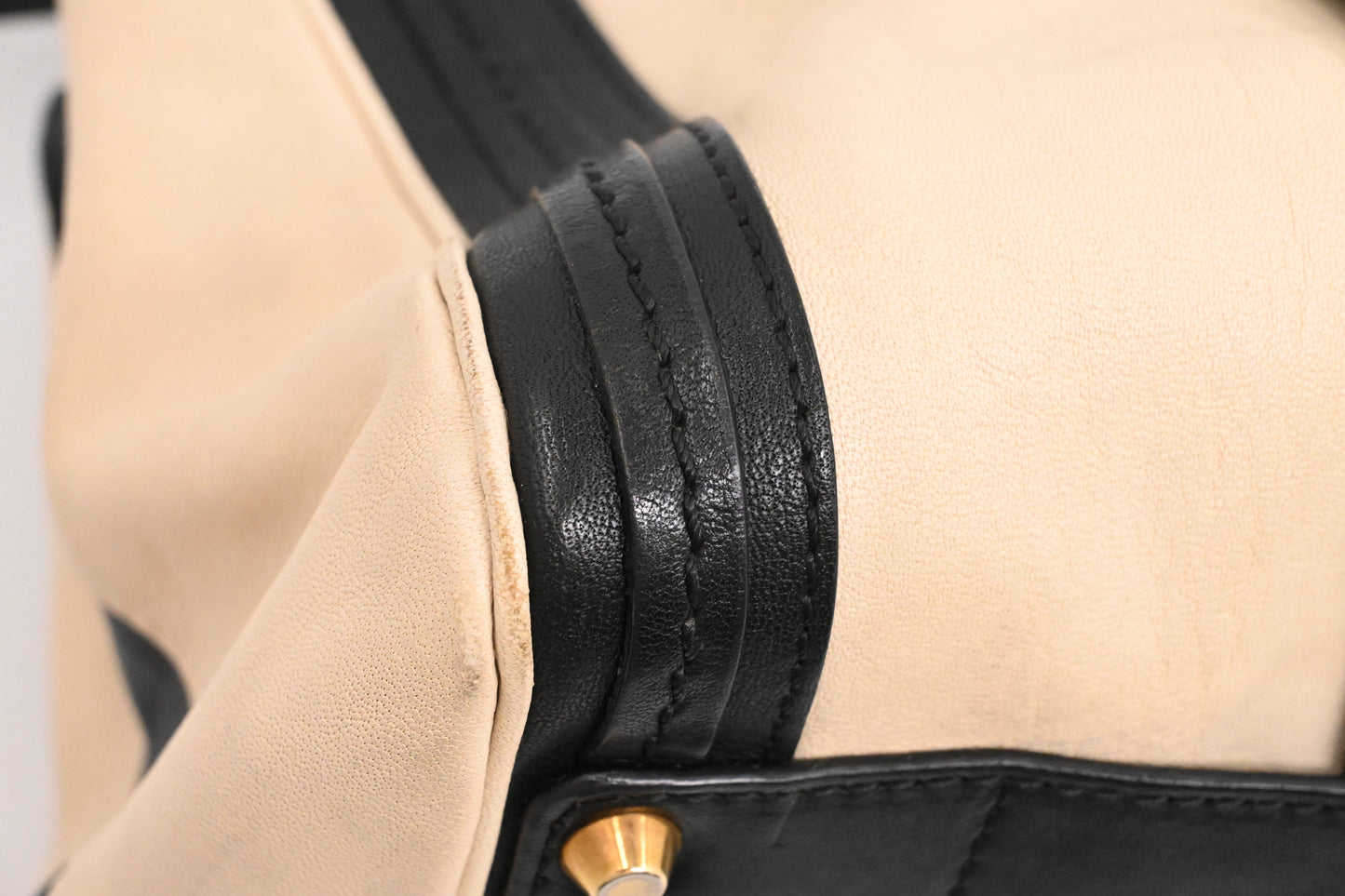 Chloe Alice Two Way Tote Bag in Cream and Black Leather