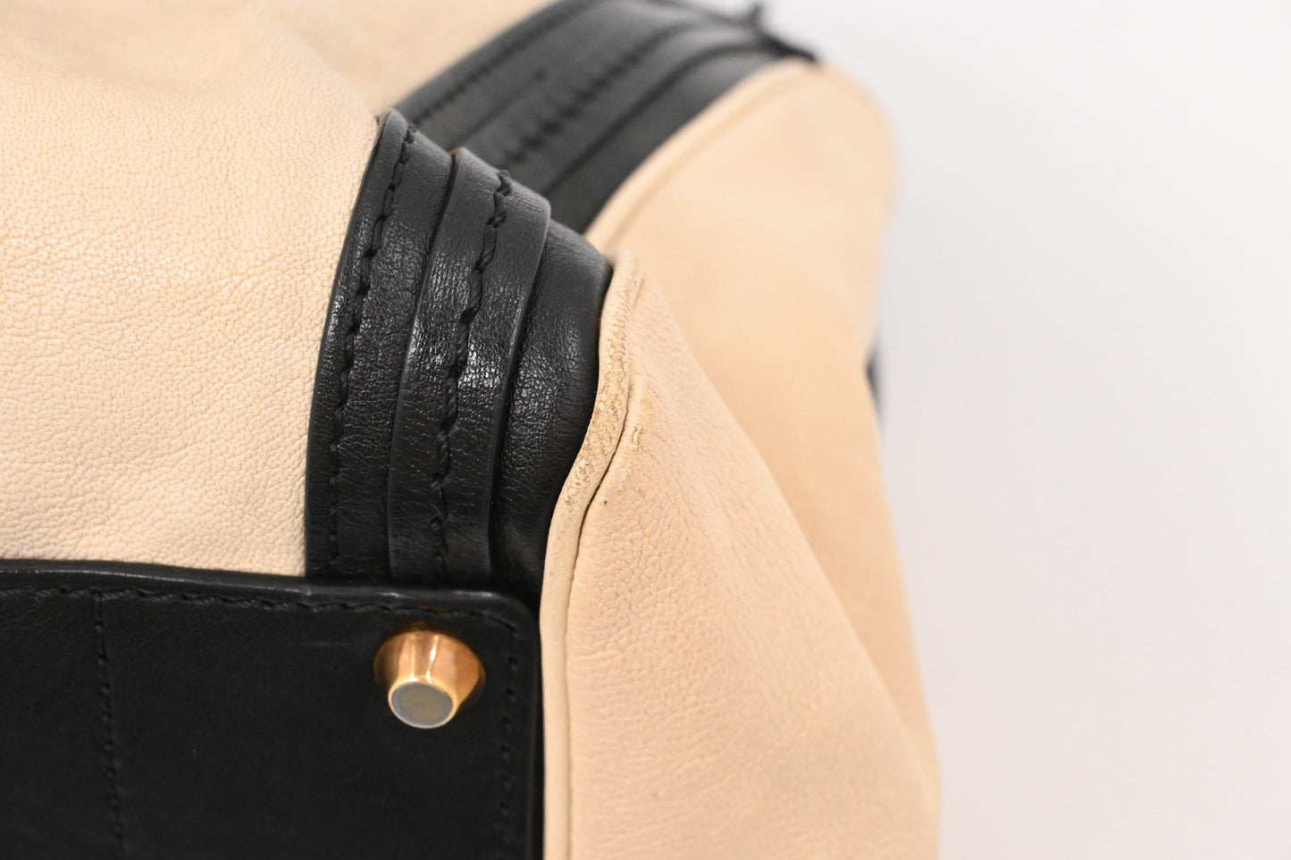 Chloe Alice Two Way Tote Bag in Cream and Black Leather